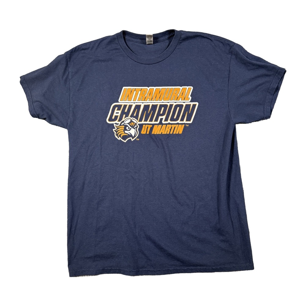 Gildan DryBlend UT Martin Skyhawks Intramural Champion Navy T-Shirt Mens Large